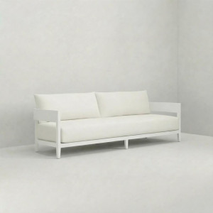 SS-710 | NIAGARA WHITE WOOD SOFA WITH LINEN FABRIC CUSHIONS