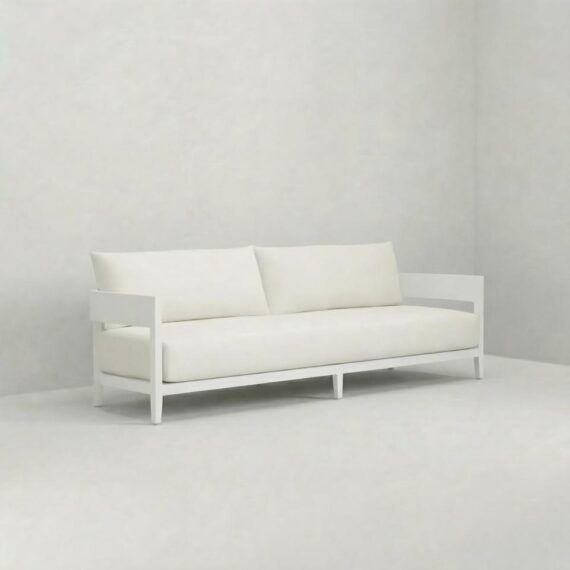 SS-710 | NIAGARA WHITE WOOD SOFA WITH LINEN FABRIC CUSHIONS