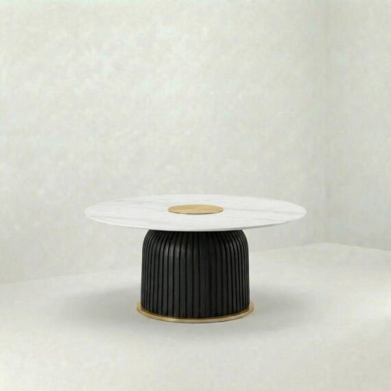 CT-111 | MARBLE FLUTED COFFEE TABLE BLACK