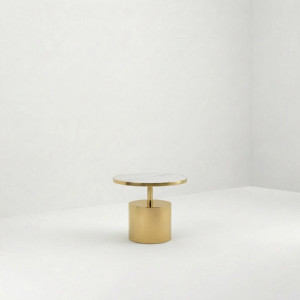 ET-120 | ROUND GOLD PEDESTAL END TABLE