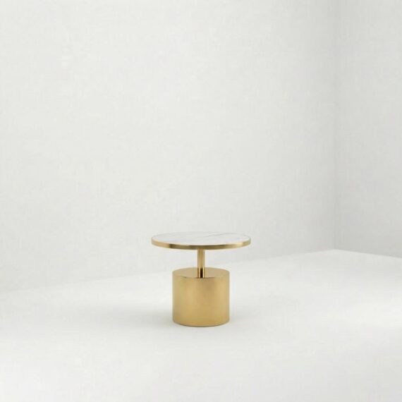 ET-120 | ROUND GOLD PEDESTAL END TABLE
