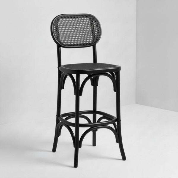 BS-182 | NAPA CANE OVAL BARSTOOL BLACK WOOD