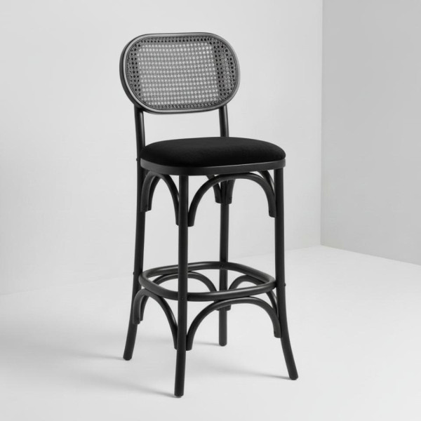 BS-182 | NAPA CANE OVAL BARSTOOL BLACK WOOD