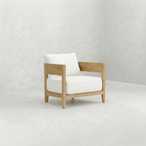 SS-701 | NIAGARA NATURAL WOOD SINGLE CHAIR WITH LINEN FABRIC CUSHIONS
