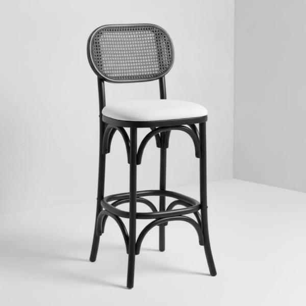 BS-182 | NAPA CANE OVAL BARSTOOL BLACK WOOD