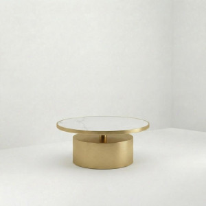 CT-120 | ROUND GOLD PEDESTAL COFFEE TABLE