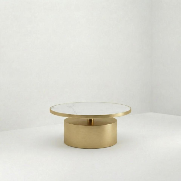 CT-120 | ROUND GOLD PEDESTAL COFFEE TABLE