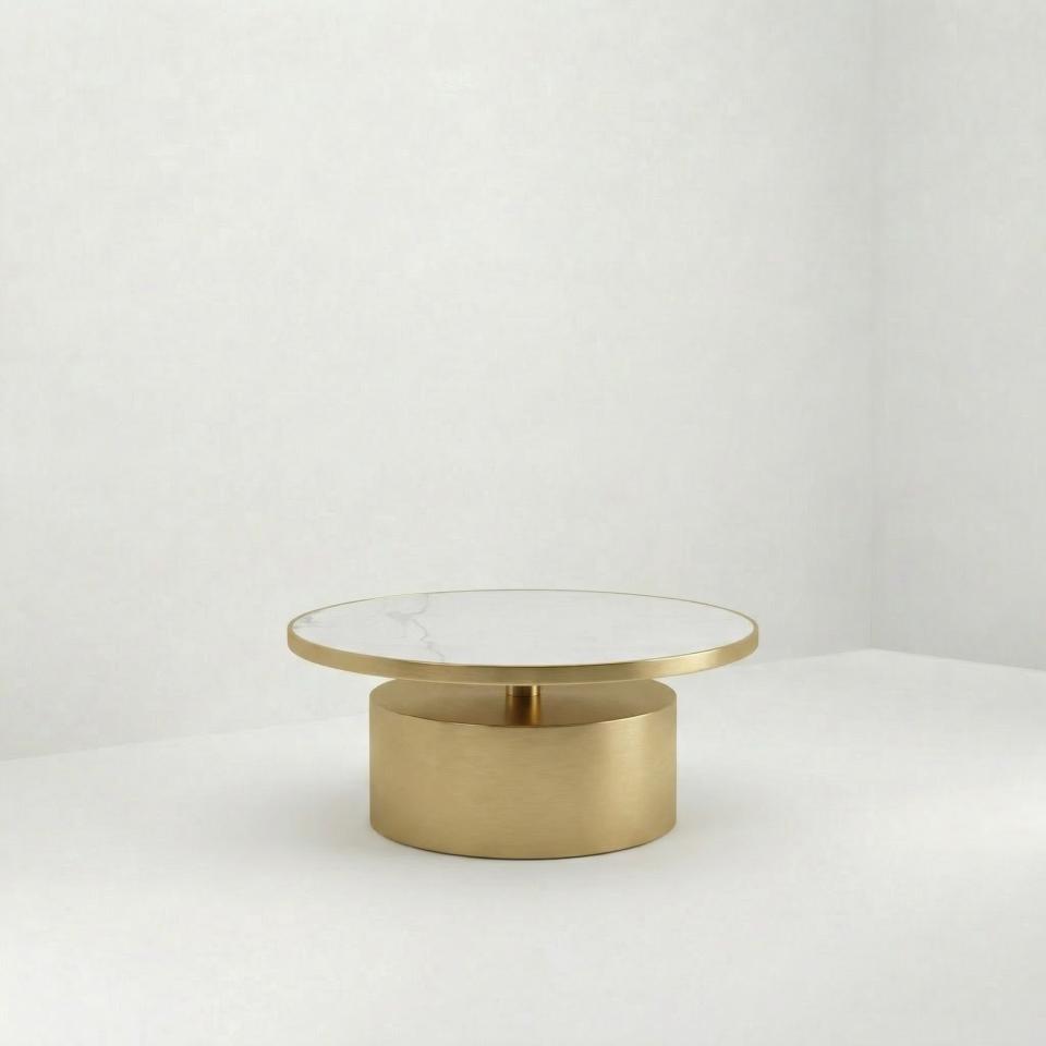 CT-120 | ROUND GOLD PEDESTAL COFFEE TABLE