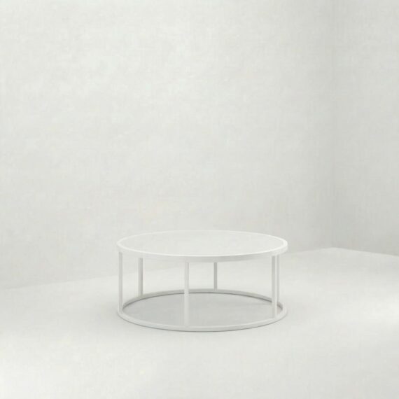 CT-081 | ROUND WHITE FRAME COFFEE TABLE