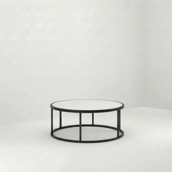 CT-082 | ROUND BLACK FRAME COFFEE TABLE