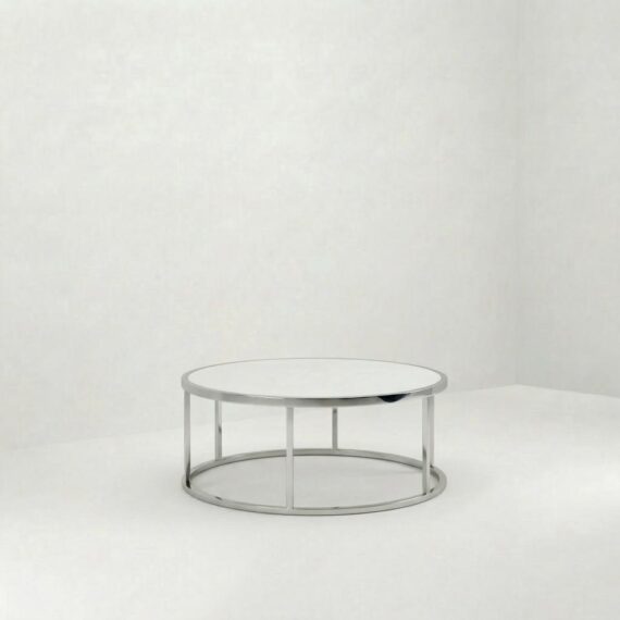 CT-083 | ROUND CHROME FRAME COFFEE TABLE
