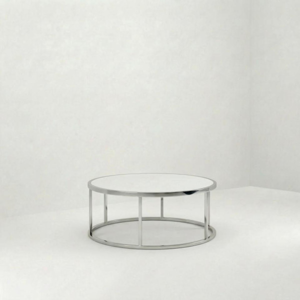 CT-083 | ROUND CHROME FRAME COFFEE TABLE
