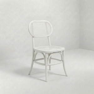 CH-160 | NAPA CANE OVAL DINING CHAIR WHITE WOOD