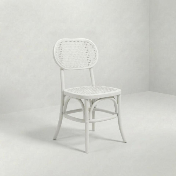CH-160 | NAPA CANE OVAL DINING CHAIR WHITE WOOD