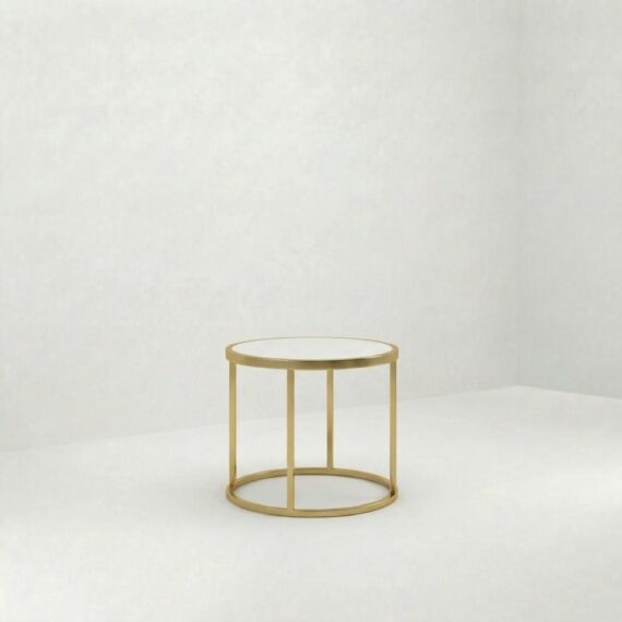 ET-100 | ROUND GOLD FRAME END TABLE