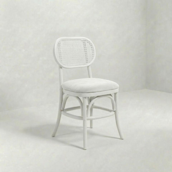 CH-160 | NAPA CANE OVAL DINING CHAIR WHITE WOOD