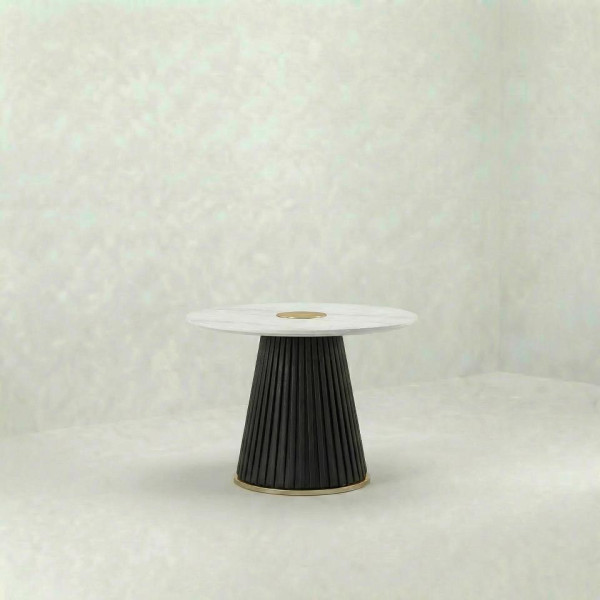 ET-111 | MARBLE FLUTED ACCENT TABLE BLACK