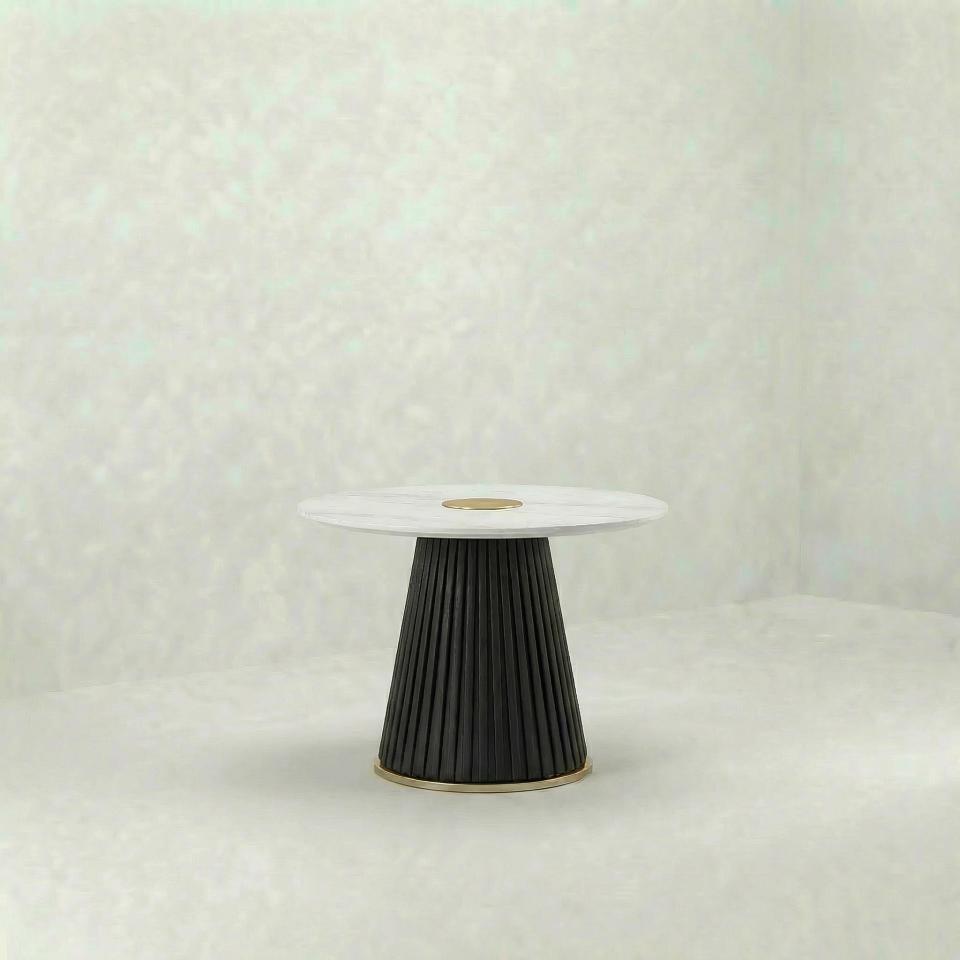 ET-111 | MARBLE FLUTED ACCENT TABLE BLACK