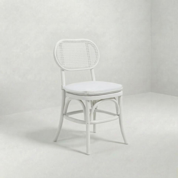 CH-160 | NAPA CANE OVAL DINING CHAIR WHITE WOOD