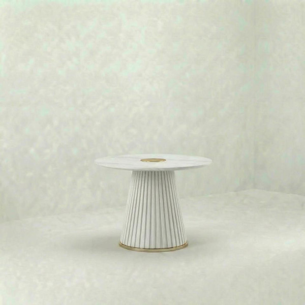 ET-110 | MARBLE FLUTED ACCENT TABLE WHITE