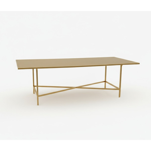 CASUAL-180 | 8FT RECTANGULAR GOLD FRAME DINING TABLE WITH PLEXI TOP