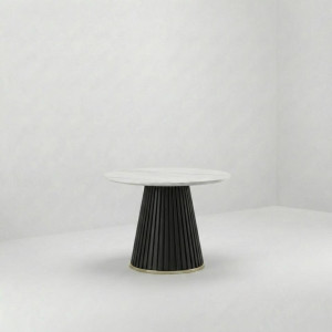 ET-111 | BLACK FLUTED ACCENT TABLE MARBLE TOP
