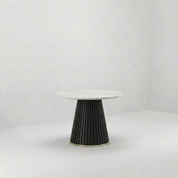 ET-111 | BLACK FLUTED ACCENT TABLE MARBLE TOP