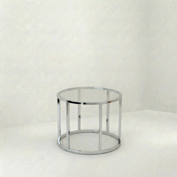 ET-103 | ROUND CHROME FRAME END TABLE
