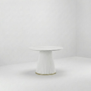 ET-110 | WHITE FLUTED ACCENT TABLE MARBLE TOP