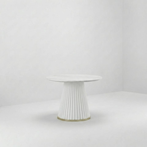 ET-110 | WHITE FLUTED ACCENT TABLE MARBLE TOP