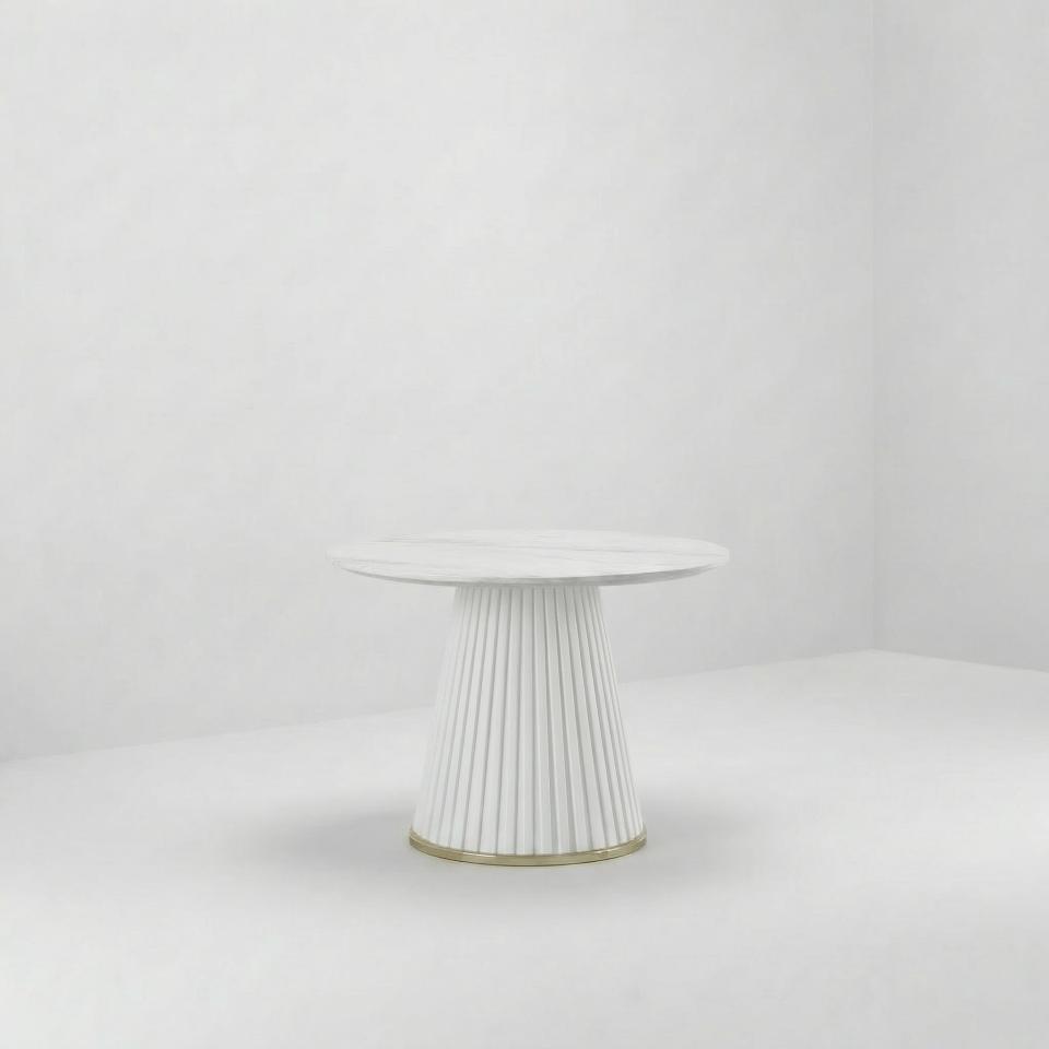 ET-110 | WHITE FLUTED ACCENT TABLE MARBLE TOP