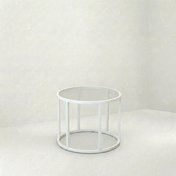 ET-101 | ROUND WHITE FRAME END TABLE