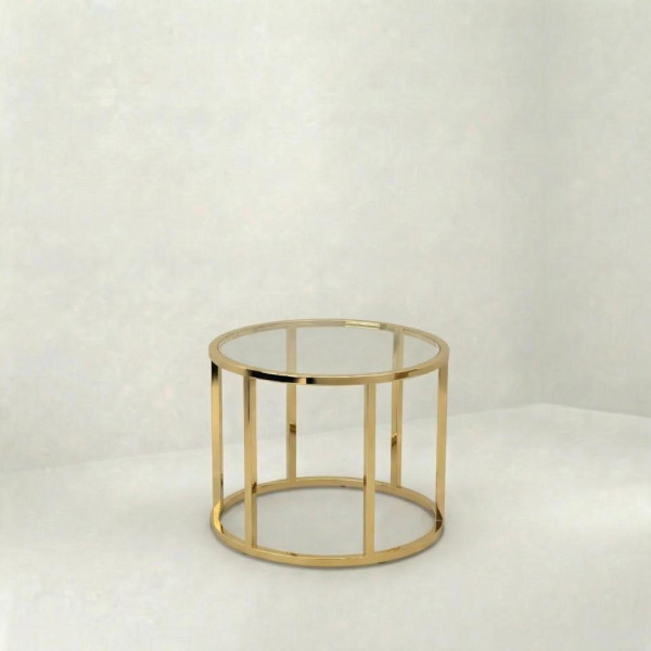 ET-100 | ROUND GOLD FRAME END TABLE