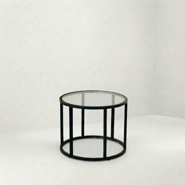 ET-102 | ROUND BLACK FRAME END TABLE