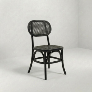 CH-162 | NAPA CANE OVAL DINING CHAIR BLACK WOOD