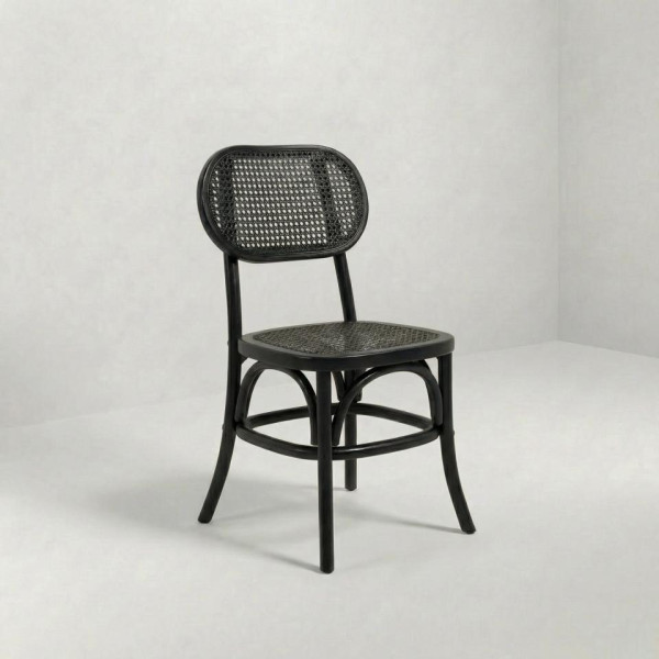 CH-162 | NAPA CANE OVAL DINING CHAIR BLACK WOOD
