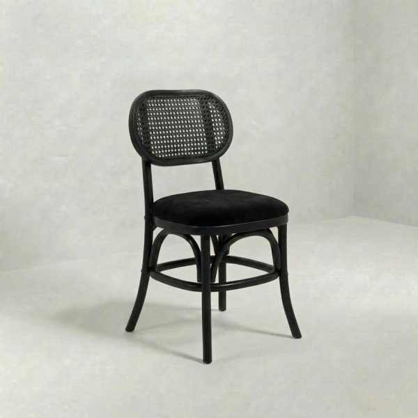 CH-162 | NAPA CANE OVAL DINING CHAIR BLACK WOOD