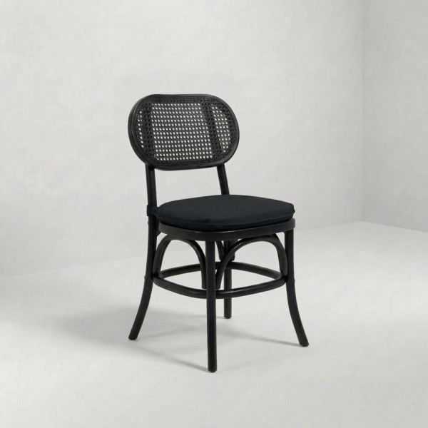 CH-162 | NAPA CANE OVAL DINING CHAIR BLACK WOOD