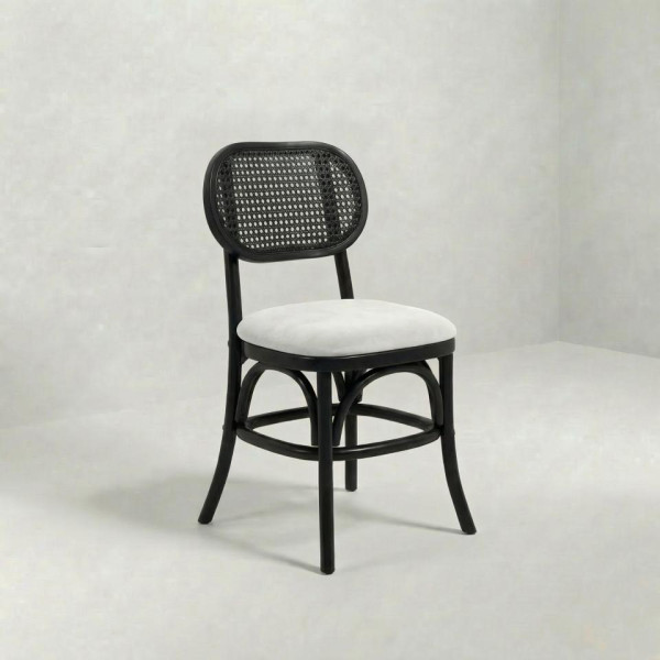 CH-162 | NAPA CANE OVAL DINING CHAIR BLACK WOOD