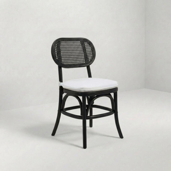 CH-162 | NAPA CANE OVAL DINING CHAIR BLACK WOOD