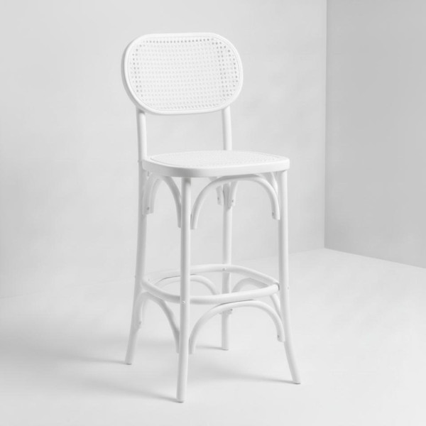 BS-180 | NAPA CANE OVAL BARSTOOL WHITE WOOD