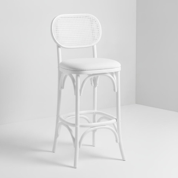 BS-180 | NAPA CANE OVAL BARSTOOL WHITE WOOD