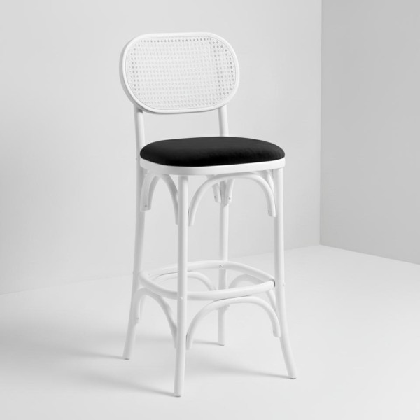 BS-180 | NAPA CANE OVAL BARSTOOL WHITE WOOD