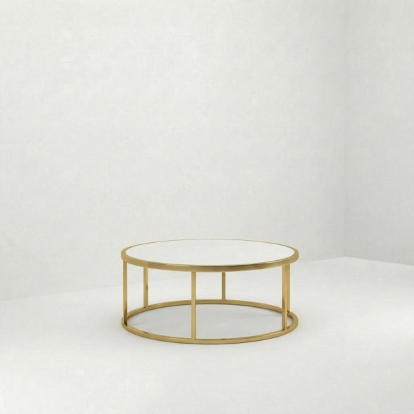 CT-080 | ROUND GOLD FRAME COFFEE TABLE