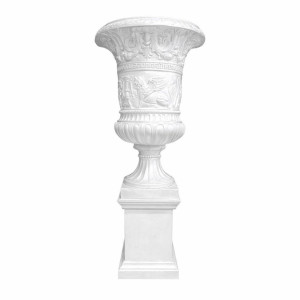 MISC-BA-063 | LARGE WHITE ROMAN URN WITH BASE