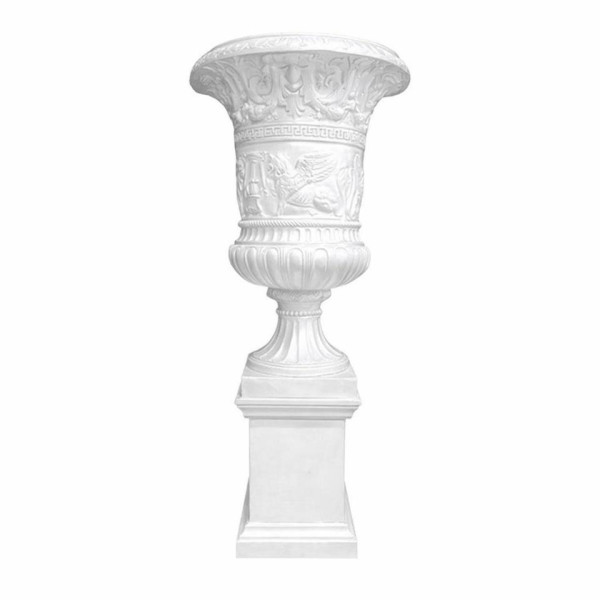 MISC-BA-063 | LARGE WHITE ROMAN URN WITH BASE