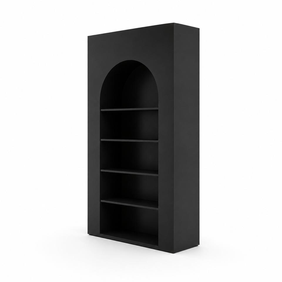 BAR-201 | ARCHED CUTOUT SHELF BLACK WOOD