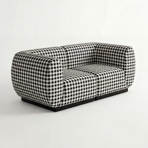 SS-810-SETUP-500 | BELLAGIO CHECKER PATTERN LOVESEAT SQUARED ARMS