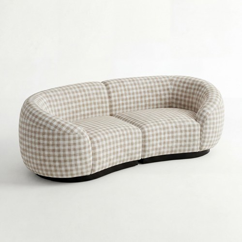 NEW - SS-810-SETUP-003 | BELLAGIO CHECKER PATTERN LOVESEAT WITH ROUNDED ARMS