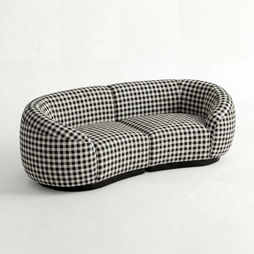 NEW - SS-810-SETUP-003 | BELLAGIO CHECKER PATTERN LOVESEAT WITH ROUNDED ARMS
